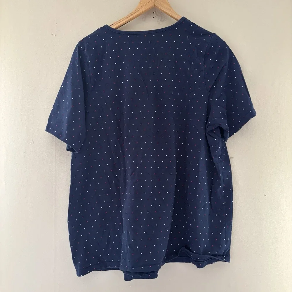 Catherines Womens Suprema Collection Top Size 1X Blue Polka Dot Basics Plus